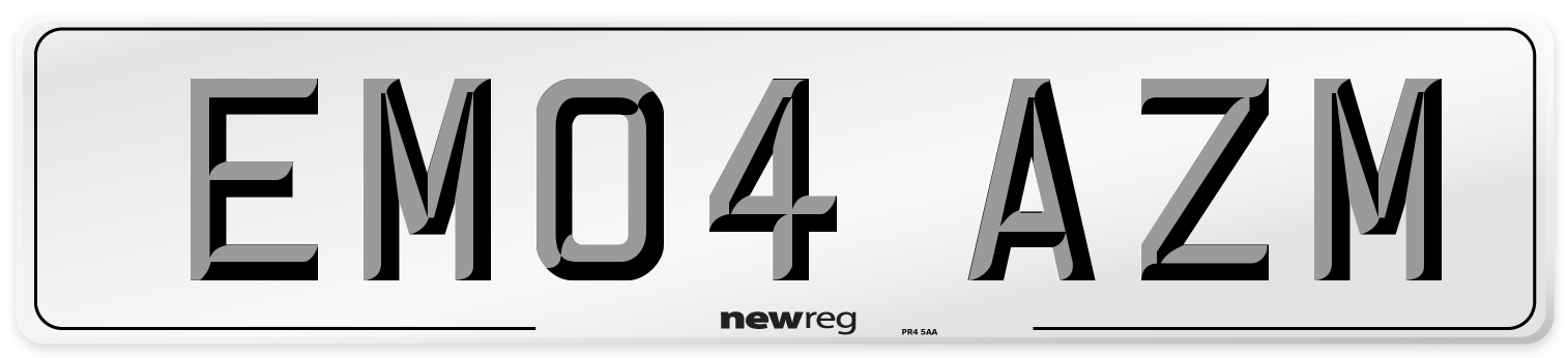 EM04 AZM Number Plate from New Reg